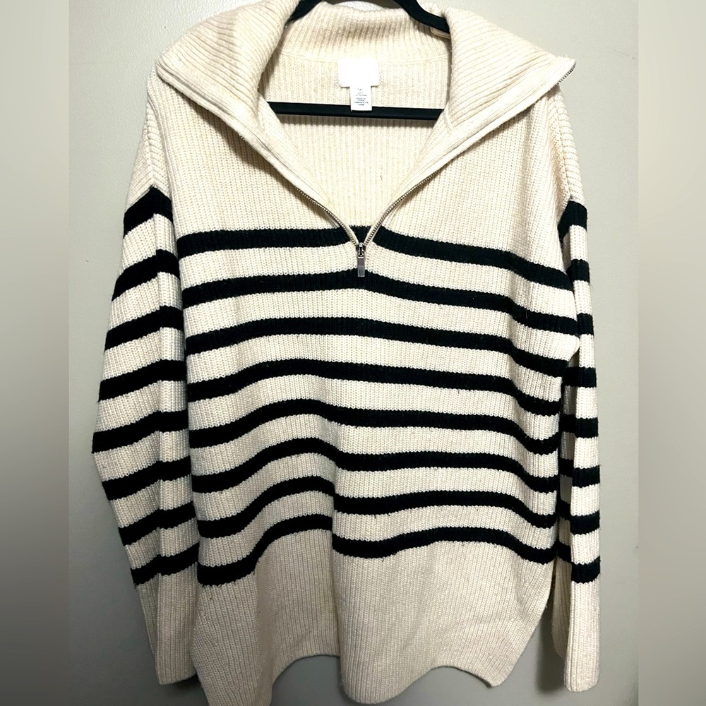 H&M Quarter Zip Tunic Sweater